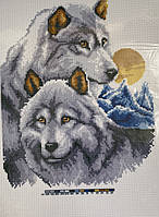 Канва з малюнком для вишивання нитками, вовки