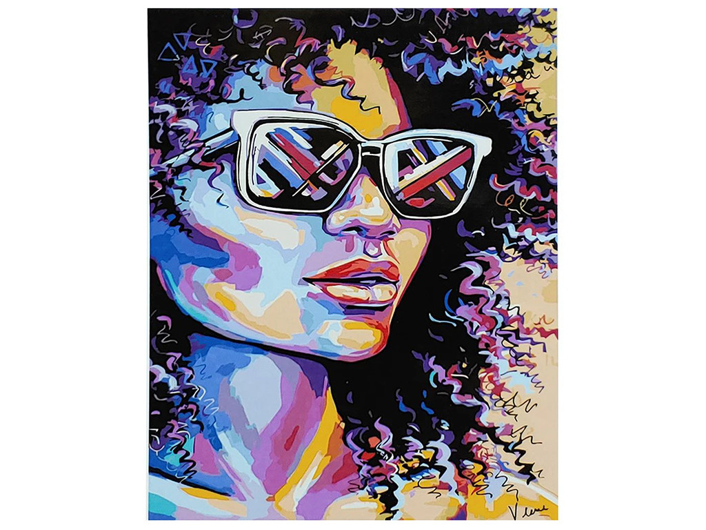 SY6872 Картина за номерами — Екзотична дівчина в окулярах, 40х50 см тм Strateg