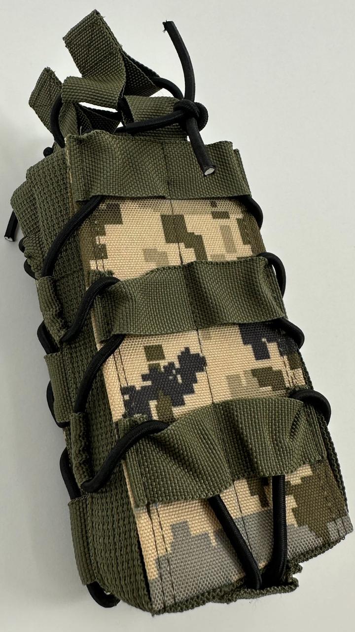 Підсумок подвійний каркасний для магазину АК камуфляж Світлий Піксель, фото 1