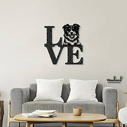 Панно Love&Bones Австралійська вівчарка 20x23 см - Картини та лофт декор з дерева на стіну.