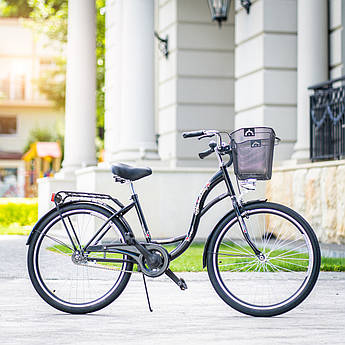 Велосипед жіночий міський VANESSA 26 Black з кошиком Польща