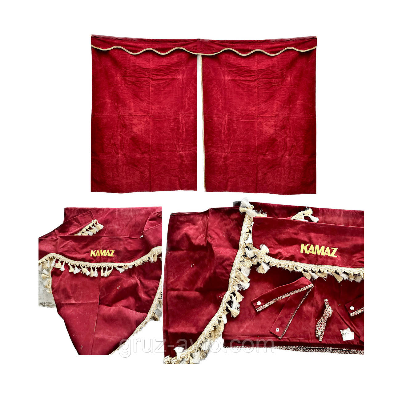 Штори в кабіну Камаз повний комплект кольору бордовий