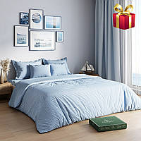 Комплект постельного белья страйп-сатин PAGOTI Maestro голубой (евро)