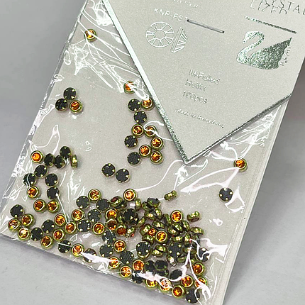 Стрази LB-s69 в золотому обідку 100 штук d=3 мм, помаранчеві, фото 1