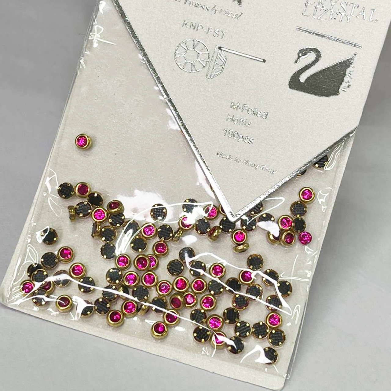 Стрази LB-s69 в золотому обідку 100 штук d=3 мм, малинові