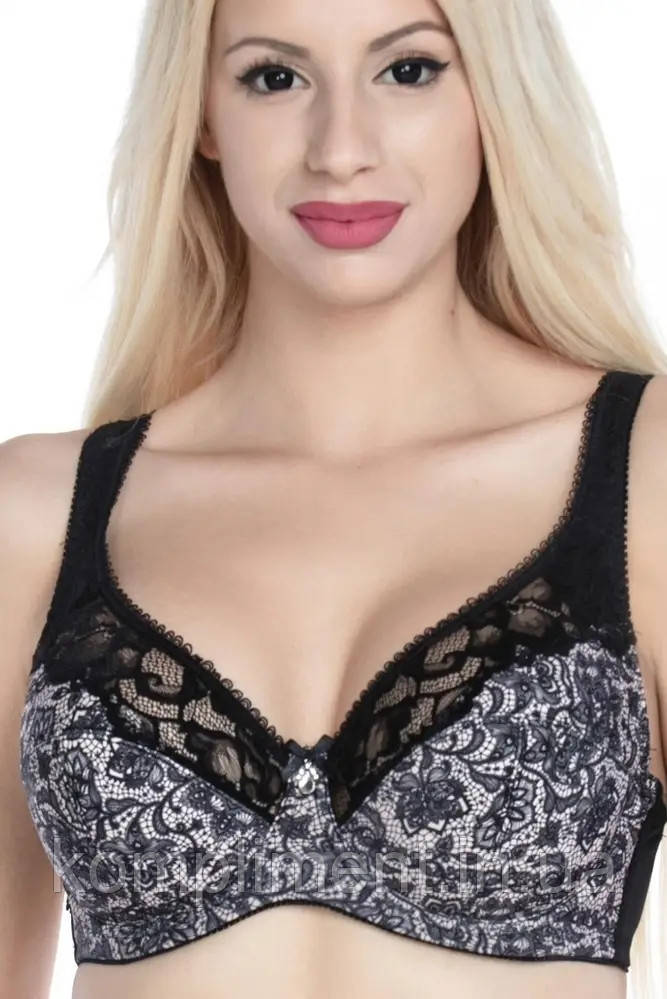 Бюстгальтер мереживний на кісточках без поролону, Lanny mode 11693, чорний чашка G.