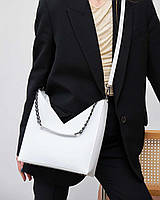 Белая женская сумка на плечо из экокожи повседневная «Карли» с цепочкой на ручке Welassie