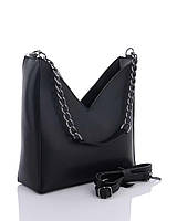 Женская черная сумка с ручкой и длинным ремнем «Карли» из экокожи Welassie