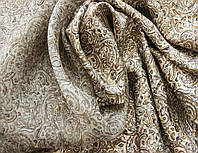 Органза итальянская шелковая натуральная с рисунком огурцы матовая прозрачная бежево коричнево белая MI 133