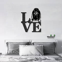 Панно Love&Bones Чорно-підпалий гончак 20x25 см - Картини та лофт декор з дерева на стіну.