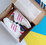 Білі кеді Адідас Суперстар Adidas superstar 22 рожева Смуга, фото 6