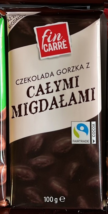 Шоколад Чорний Fin Carre z Calymi Migdalami з Цілісним Мигдалем 100 г Німеччина