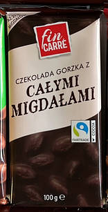 Шоколад Чорний Fin Carre z Calymi Migdalami з Цілісним Мигдалем 100 г Німеччина
