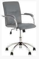 Комп'ютерне офісне крісло для персоналу Самба Samba S GTP Tilt CHR10, екошкіра eco-70 сіре Новий Стиль