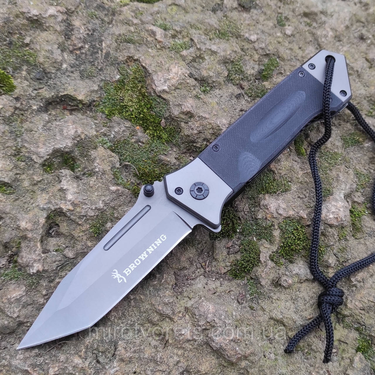 Ніж інерційний Browning Tanto G10+G10 чорний, склобій, фото 1