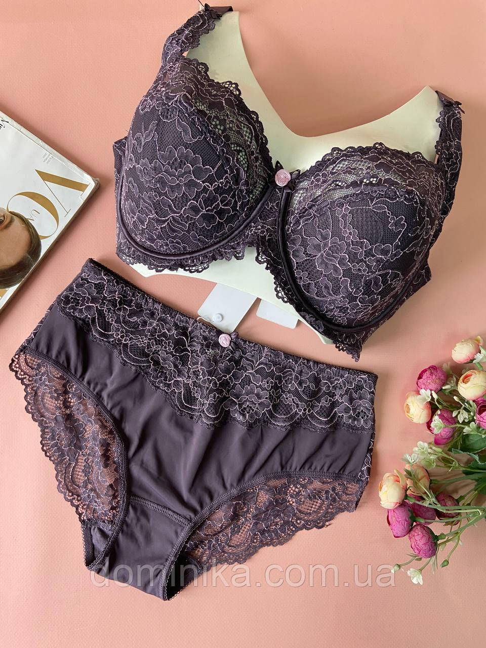 80/85/90/95/100G Сливовий комплект жіночої білизни великі розміри