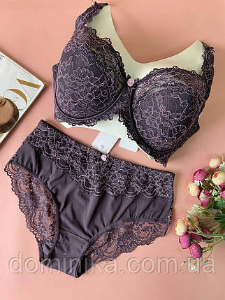 80/85/90/95/100G Сливовий комплект жіночої білизни великі розміри, фото 1