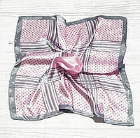 Платок малегький шейный на сумку на шею на прическу шелковый Клер розовый