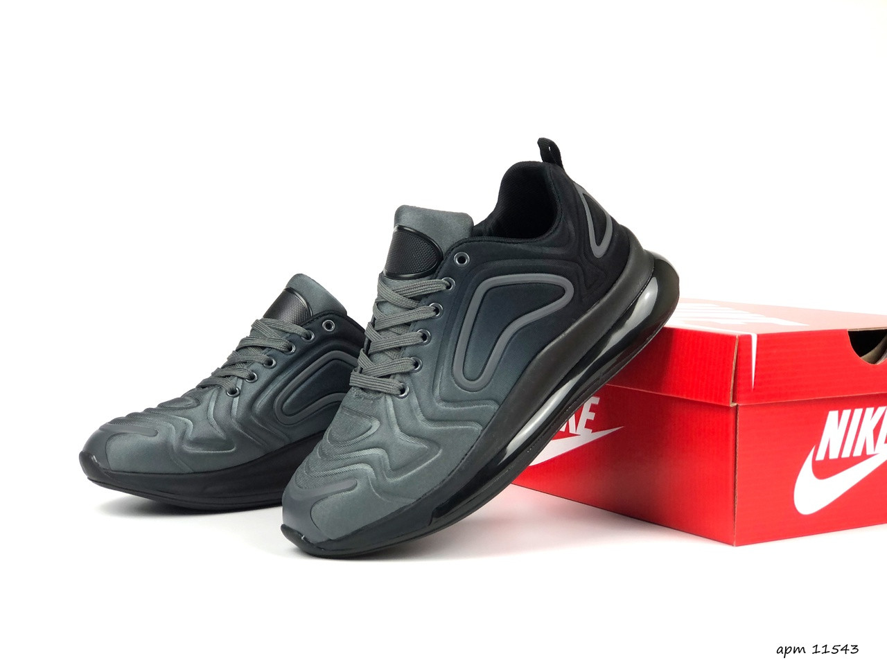 Кросівки чоловічі Nike Air Max 720 сірі з чорним, Взуття Nike Air Max 720 Grey/Black на літо