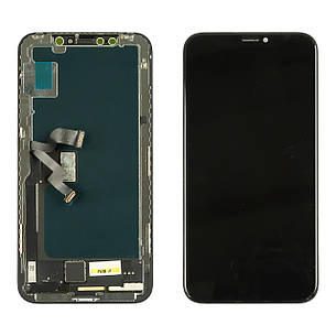 Дисплей APPLE iPhone X (IPS) (IN CELL) (RJ) (COF) з чорним тачскріном, фото 1
