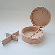 Скринька для прикрас кругла на блискавці 9,5x4,5 пудрова 8607, фото 5