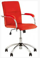 Комп'ютерне офісне крісло для персоналу Самба Samba S GTP Tilt CHR10, екошкіра eco-90 червоне Новий Стиль