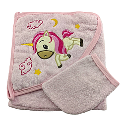 Дитячий рушник-конверт Туреччина для новонародженого махровий рожевий (ХДН93)