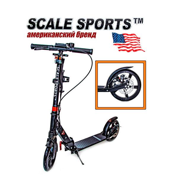 Самокат двоколісний Scale Sports SS-12 Чорне Дискове гальмо Led-ліхтарик