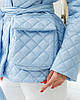 Жіноча стьобана куртка оверсайз з поясом, весна-осінь, фото 8