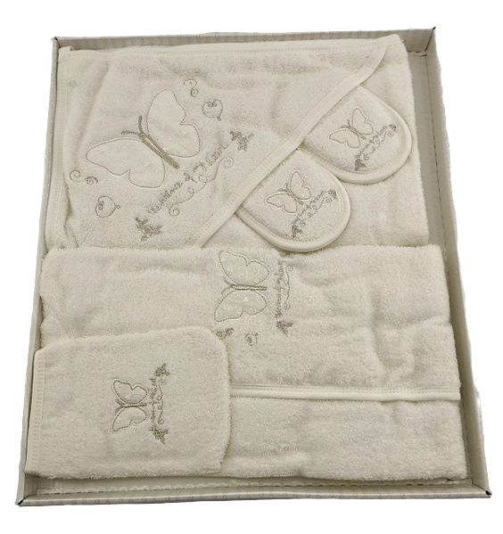 Подарунковий набір лазневий халат для купання подарунок для новонародженого до 2 років біле (ХДН27)