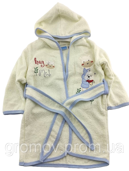 Лазневий халат дитячий для купання 2 3 4 роки махровий білий (ХДН28), фото 1