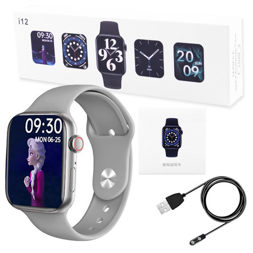 Смарт часы Smart Watch фитнес браслет i12 Aluminium Viber голосовой вызов silver - фото 1 - id-p1797760897