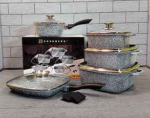 Набір кухонного посуду 12 предметів EDENBERG EB-3989/Набір казанів + сковорідки з гранітним покриттям
