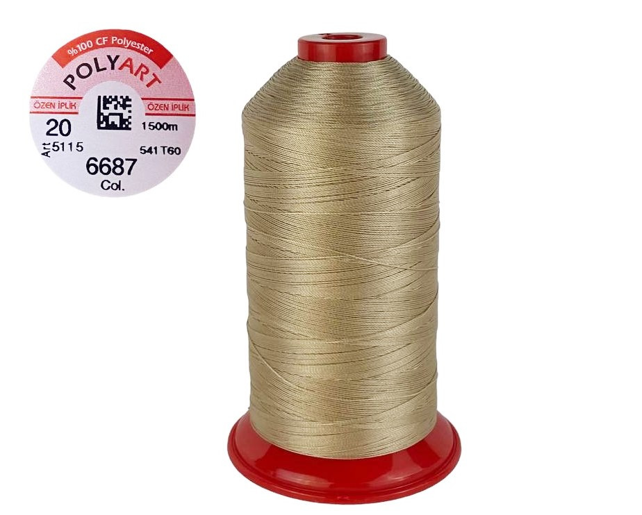 Нитка швейна поліестер POLYART(ПОЛІАРТ) N20 колір #6687 бежевий 1500м (ОРИГІНАЛ, ТУРЕЧЧИНА), фото 1