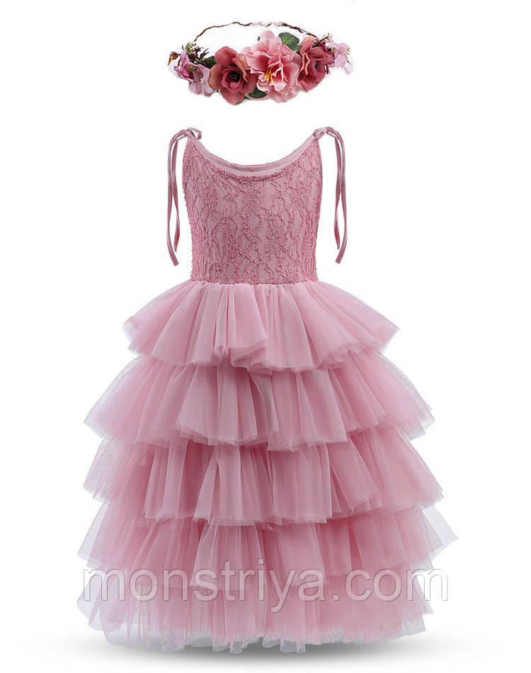 Ніжне, мереживне плаття для дівчинки+ вінок, фото 1