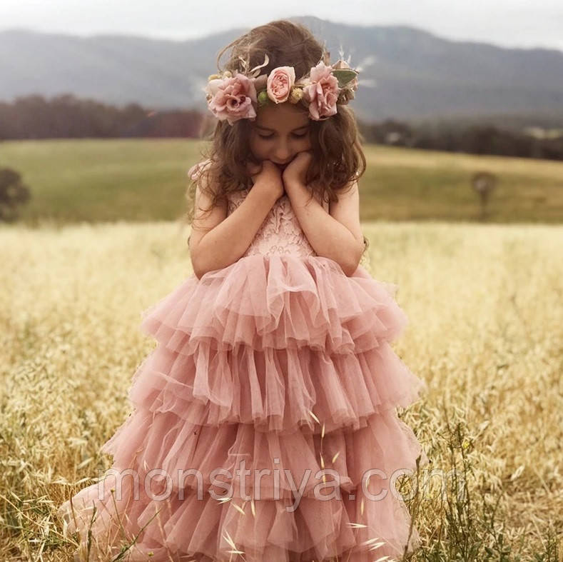 Ніжне, мереживне плаття для дівчинки+ вінок ( на зріст 130 см.), фото 1