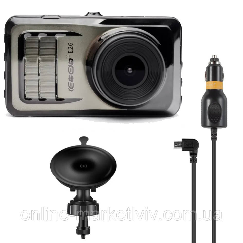 Відеореєстратор 1080P, 3" DVR E26 HDMI / Автореєстратор в машину на присосці / Автомобільний реєстратор