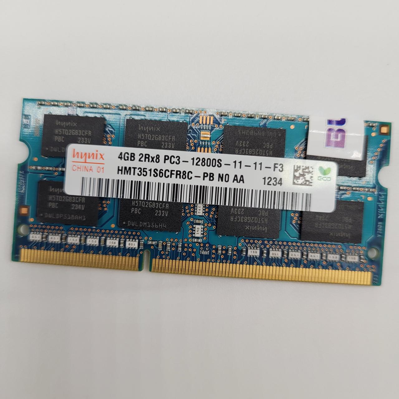 Оперативна пам'ять для ноутбука Hynix SODIMM DDR3 4Gb 1600MHz PC3-12800s 2R8 CL11 (HMT351S6CFR8C-PB N0 AA) Б/В