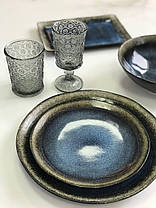 Тарілка велика обідня керамічна синя Оксамит 26.5 см, фото 2