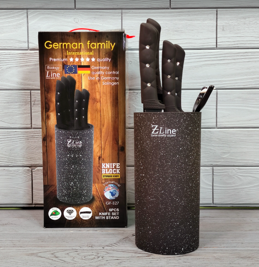 Набір кухонних ножів 7 предметів German Family GF-S27/ Кухонні ножі в підставці, фото 1