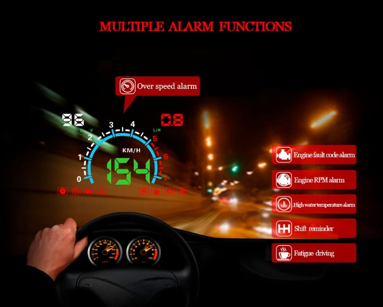 Бортовой компьютер OBD2 HUD E350 5.8" дисплей - фото 6 - id-p1797779587