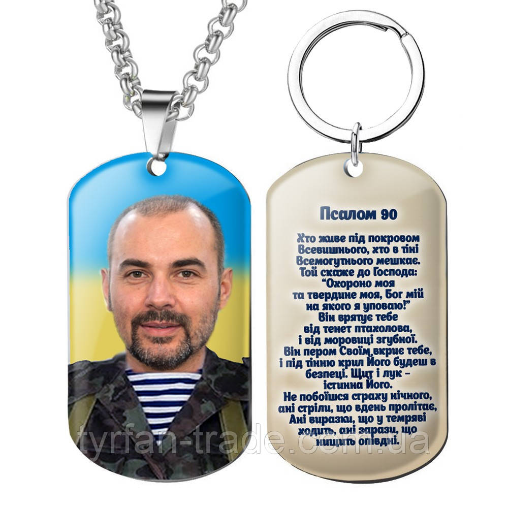 Подарунок чоловікові на день народження — кулон жетон підвіс брелок із Вашою фотографією й написом
