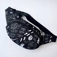 Бананка молодіжна спортивна чорна тканинна текстильна, поясна сумка NIKE , сумка чоловіча слінг