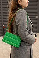 Женская сумка клатч кожаная через плечо зеленая каркасная турецкая