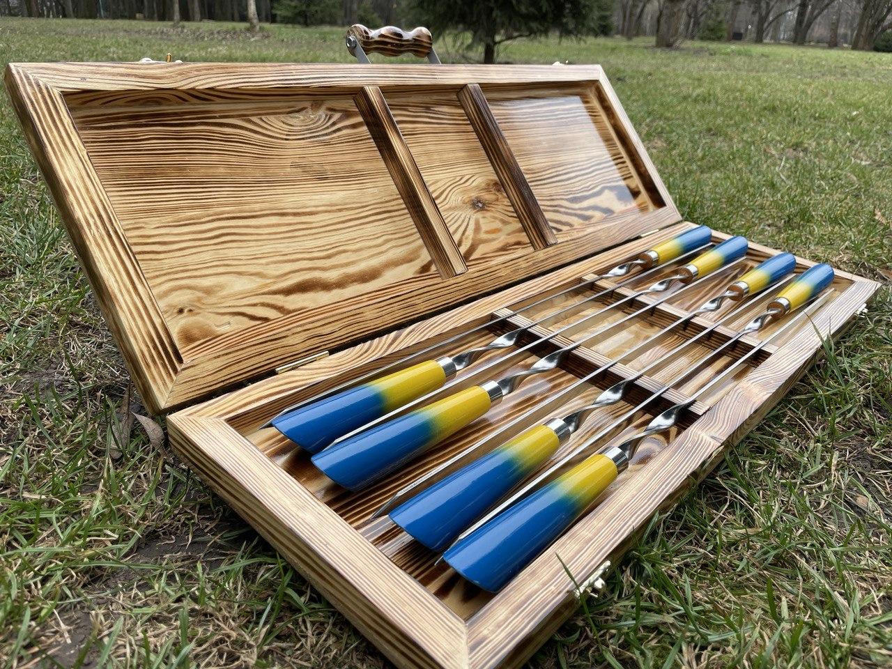 Набір шампурів у кейсі Premium Box-10. Шашличний набір. Подарунок чоловікові