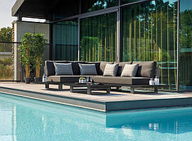 Комплект меблів для тераси, кутовий лаунж диван та столик. Модель Timber black