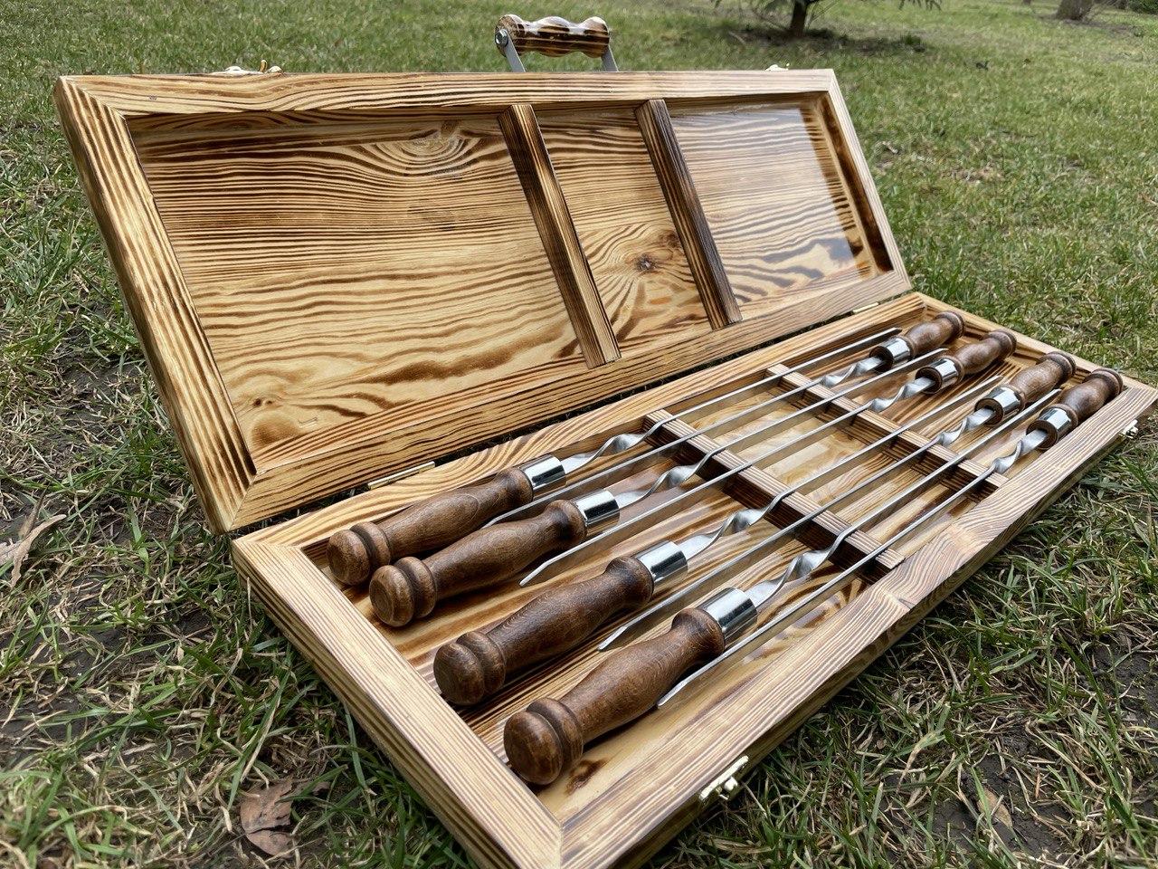Набір шампурів у кейсі Premium Box-12. Шашличний набір. Подарунок чоловікові