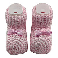 Пинетки вязаные для новорожденных 16.5 размер 10 см длина Турция для девочки розовый (ПИД97)