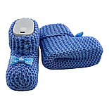 Пінетки в'язані для новонароджених 16.5 розмір 10 см довжина Туреччина для дівчинки блакитні (ПІД94), фото 2