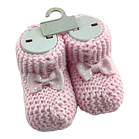 Пинетки вязаные для новорожденных 16.5 размер 10 см длина Турция для девочки розовые (ПИД66)